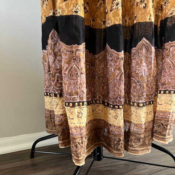 Vtg Revue Orange Boho Witchy Fairy Paisley Maxi Skirt Wmns L Hippy Cottagecore - Picture 6 of 10